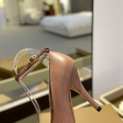 BURBERRY 26S HIGH HEELS 105 MM IN DARK NUDE BEIGE CALFSKIN