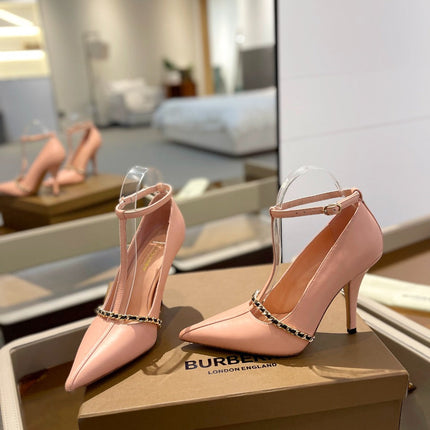 BURBERRY 26S HIGH HEELS 105 MM IN NUDE PINK CALFSKIN