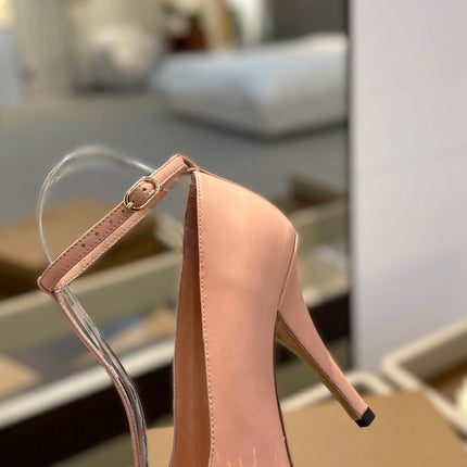 BURBERRY 26S HIGH HEELS 105 MM IN NUDE PINK CALFSKIN