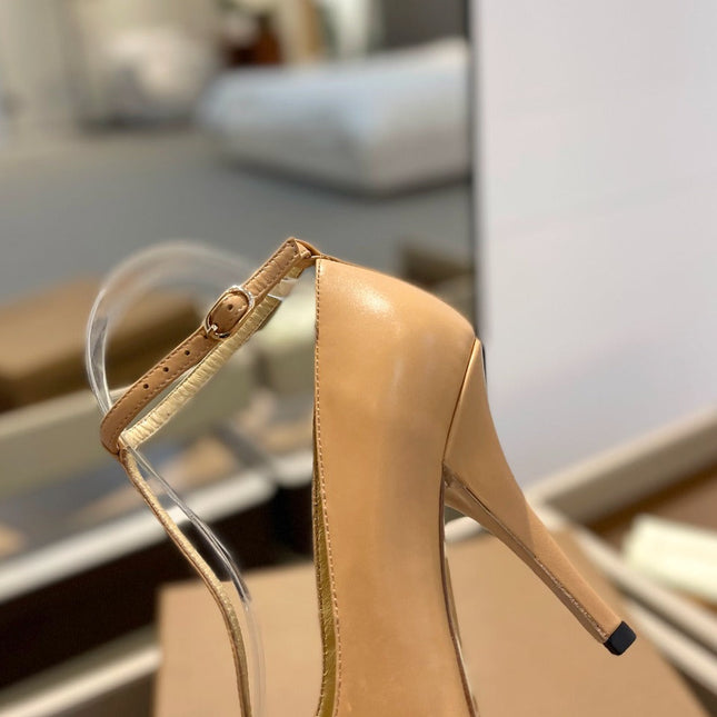 BURBERRY 26S HIGH HEELS 105 MM IN NUDE BEIGE CALFSKIN