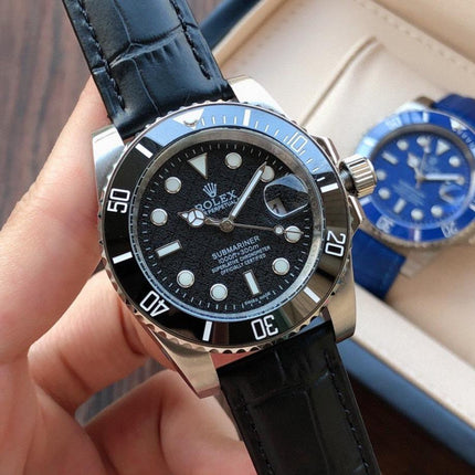 SUBMARINER DATE 40 CERAMIC BEZEL LEATHER STRAP